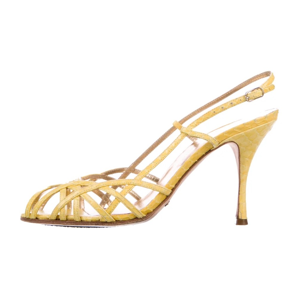 DOLCE & GABBANA Peep-Toe Embossed Slingback Sandals